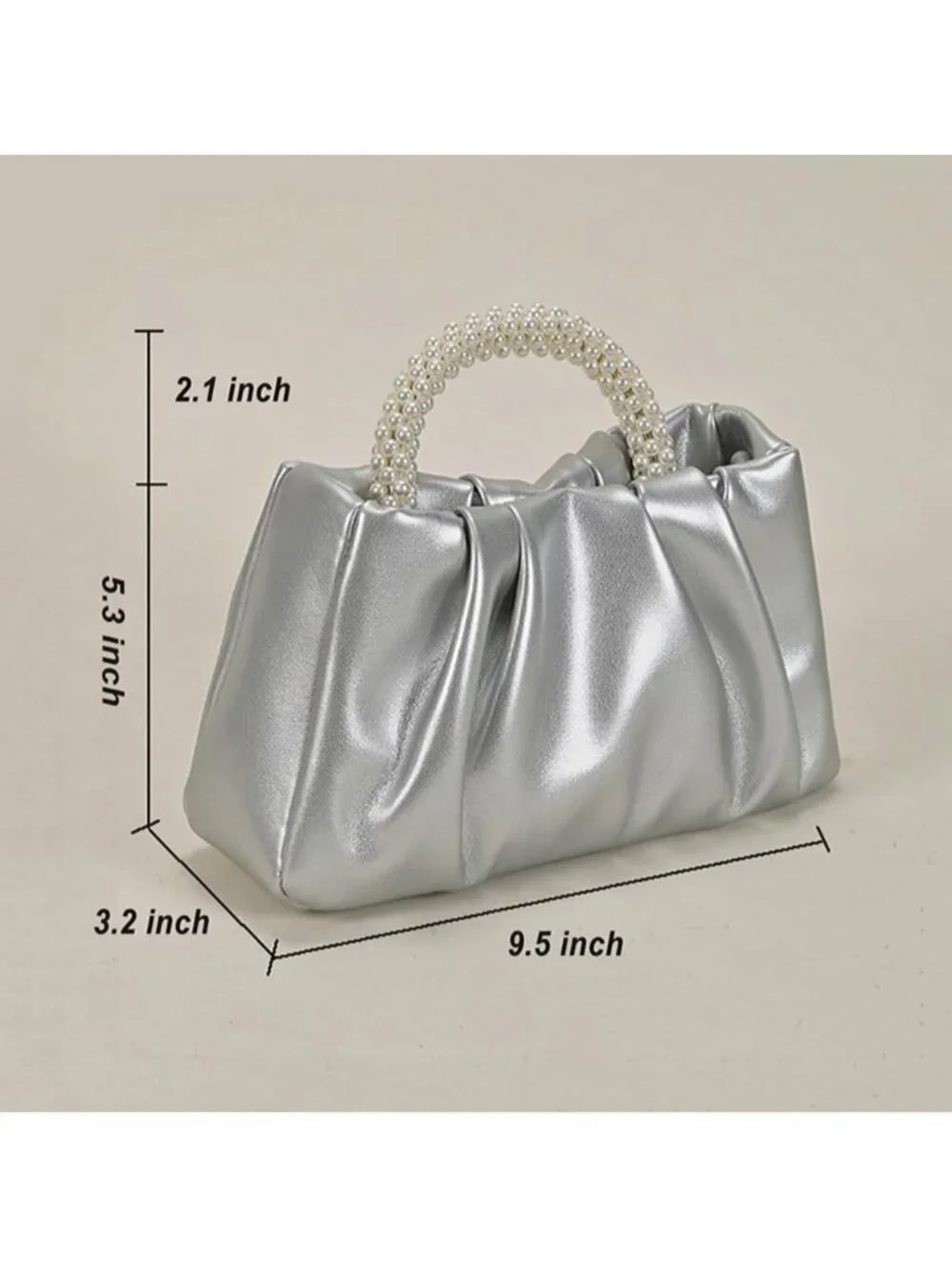 👜Women's SilverLeather Wedding Party Pearl Elegant Clutch Purse Magnetic Snap